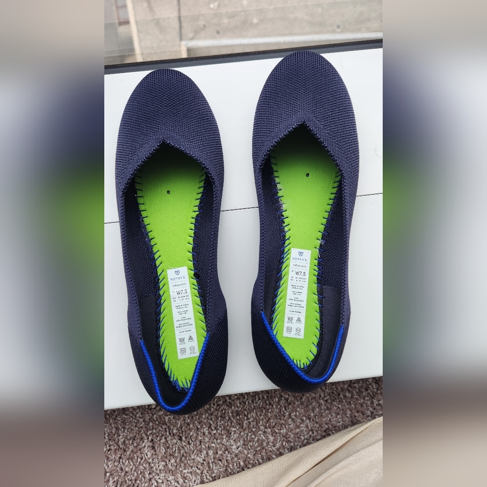 Rothy's Navy Blue 7.5 flats. Almost new